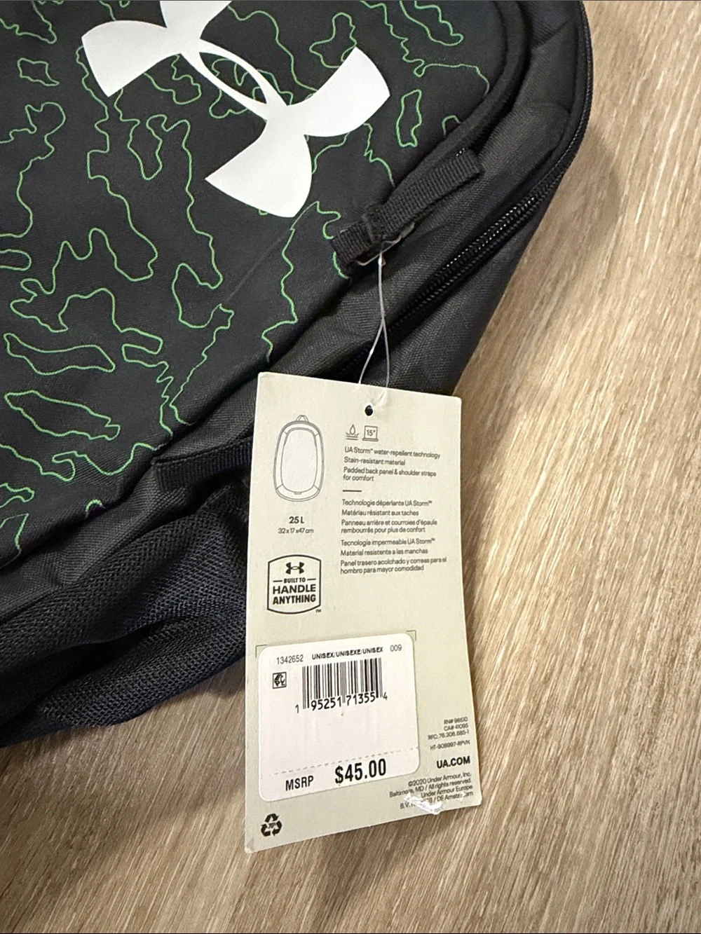 Under Armour Black Scrimmage 2.0 with Green Camo Front Panel - Men's